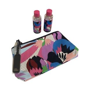 pretty makeup bag w/ matching bottles